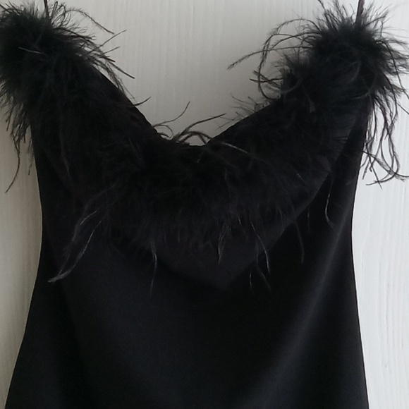 Lovely Day | Black Mini Strapless Faux Feather Party Dress - Picture 6 of 7
